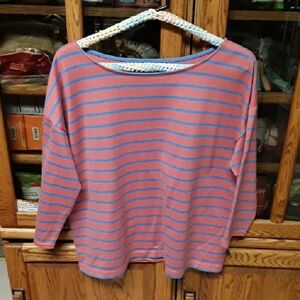 L.L. Bean Pink and Blue Striped Long Sleeve Top